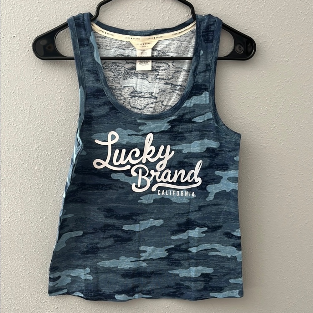 Lucky Brand Blue Camo Tank Top